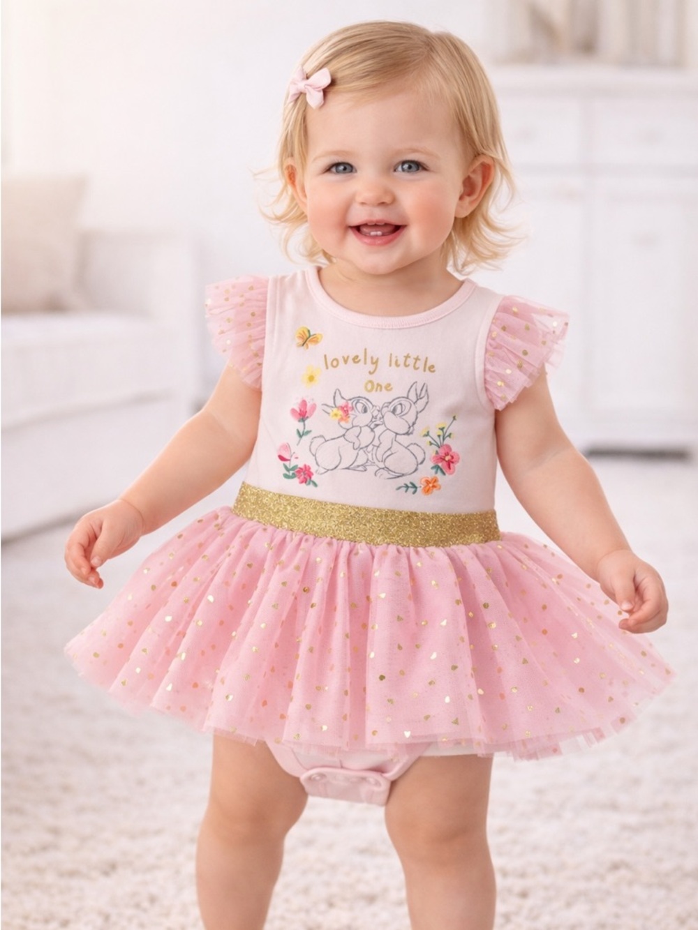Disney Pink Baby Dress with Gold Accents